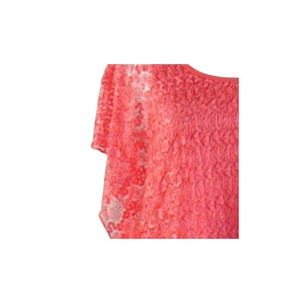 Lavish Top Flutter-Sleeve Sheer Lace Over Coral Matching Camisole Size Medium - Picture 4 of 7